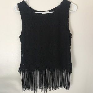 Lace fringe top